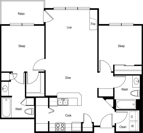 a floor plan of a 1 bedroom apartment
