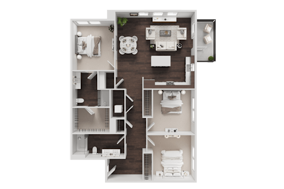 A detailed floor plan of a small apartment with a kitchen, living room, and bathroom.