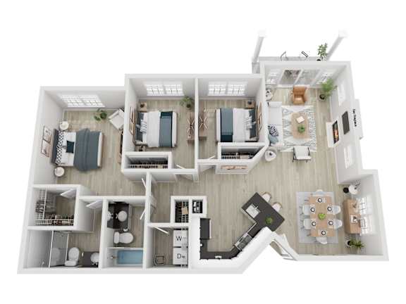 A top-down view of a house layout with labeled rooms.
