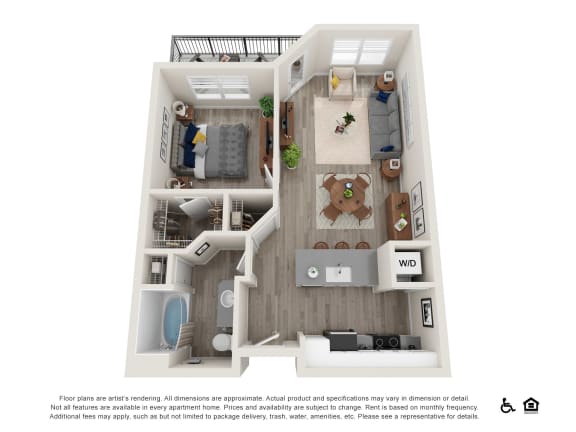 a floor plan of a 1 bedroom apartment