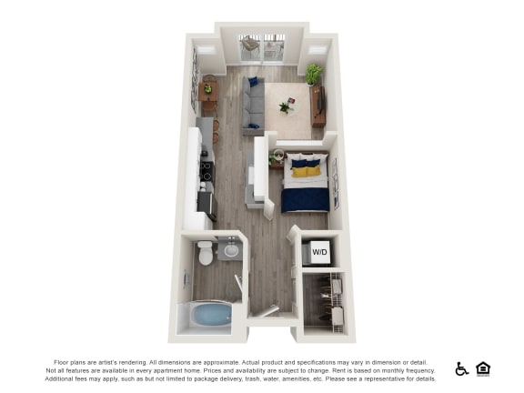 a bedroom with a bed a mirror and a sink