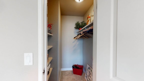 Walk In Closets With Built In Shelving at Glen at the Park, Aurora, Colorado