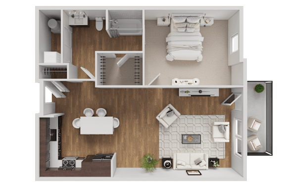 A 3D rendered image of a modern bathroom with a toilet, sink, and bathtub.