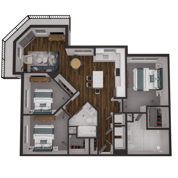 Floor Plan  a floor plan of 3bd apt