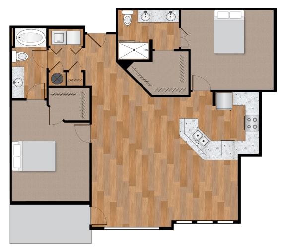 a floor plan of a two story house with wood floors