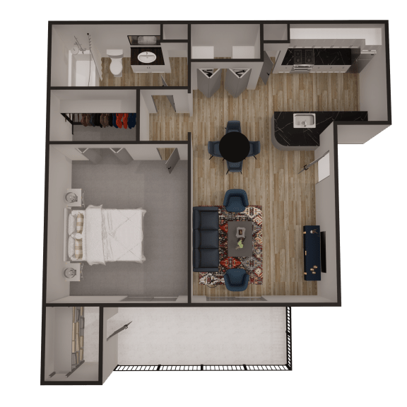 a floor plan of a one bedroom apartment