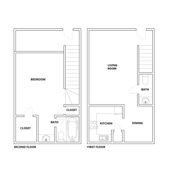 the floor plan of a small apartment with a bedroom and a living room