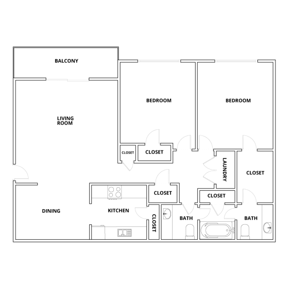 the floor plan of a bedroom apartment