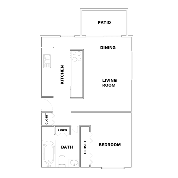 a floor plan of a small apartment with a bedroom and a living room