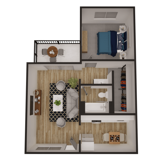 a floor plan of a one bedroom apartment