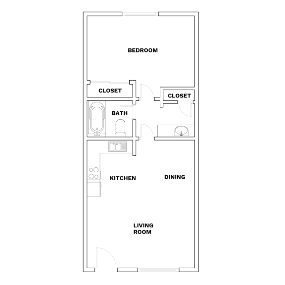 a floor plan of a small house with a kitchen and a living room