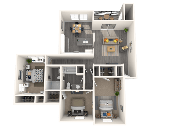 a 3d rendering of the 3 bedroom