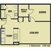 Floor Plan  1 bed 1 bath A at Gilmore Apartments, Washington, 98101
