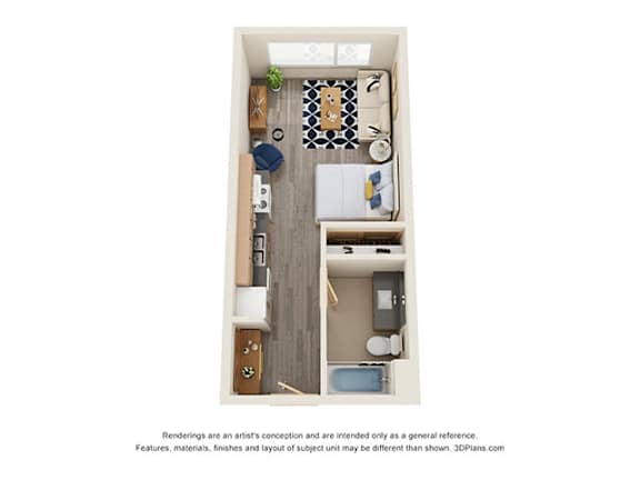 Studio 1 bath B at Cedar Crossing, Seattle, WA, 98115
