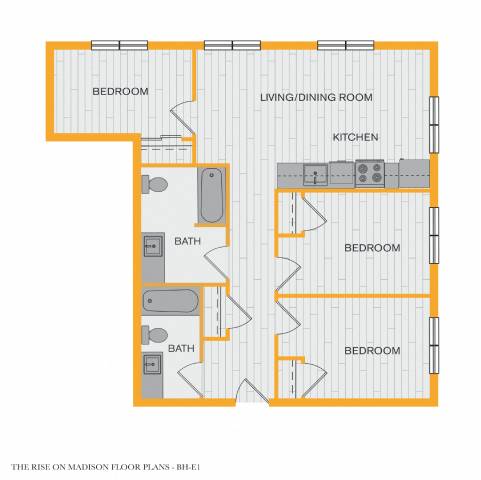 Floor Plan  A floor plan of a house with labeled rooms.