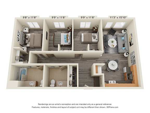 3 bed 1.5 bath at The Aries at Bitter Lake Apartments, Seattle, Washington
