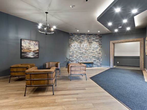 our lobby at the grove at parkside apartments nc