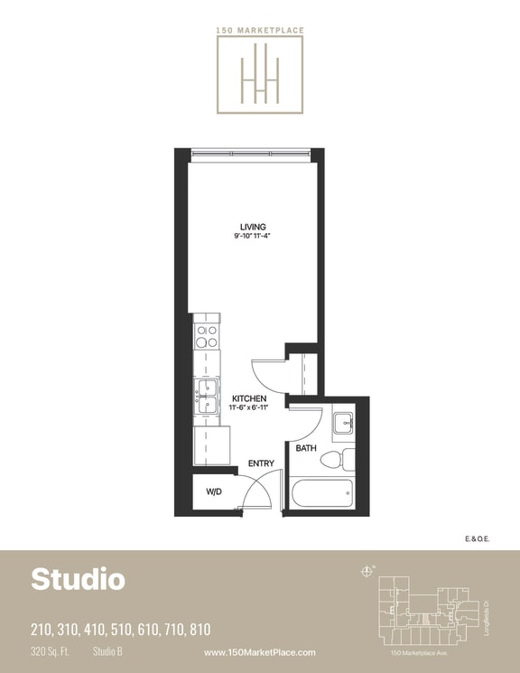 STUDIO B Floor Plan at 150 Marketplace, Ottawa, Ontario