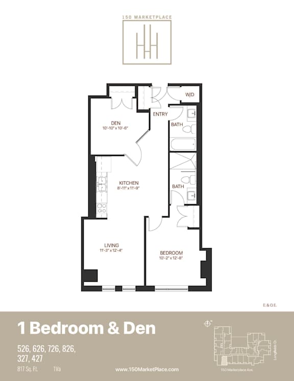 1Va Floor Plan at 150 Marketplace, Ottawa, ON, K2J 5R5