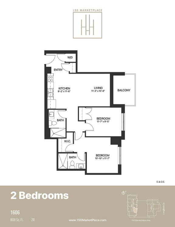 2R Floor Plan at 150 Marketplace, Ontario