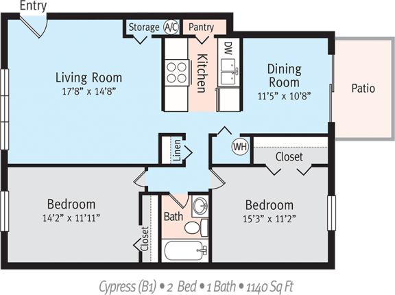 Cypres Floor Plan Cypres Floor Plan at The Park at Chesterfield Apartment Homes, Florida, 33617