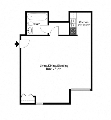 Balsam 1 Floor Plan at Aspen Grove Apartment Homes, Warminster, 18974