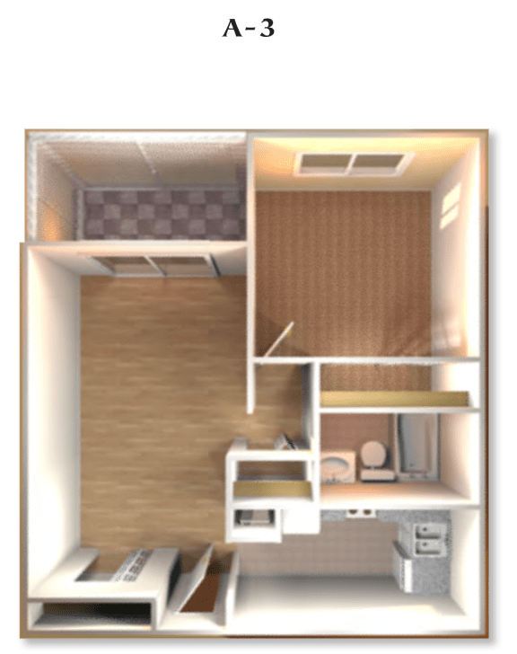 Floor Plan A-3 at DEL ORO APARTMENT HOMES, Plantation, FL