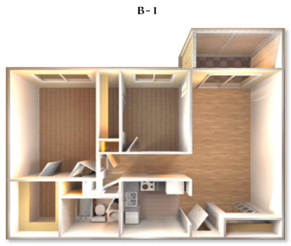 Floor Plan B-1 at DEL ORO APARTMENT HOMES, Florida