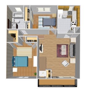 THE REGENCY Floor Plan at Raritan Crossing Apartment Homes, New Brunswick New Jersey