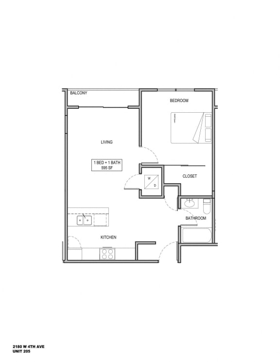 bedroom floor plan an in 2 bed 1 bath apartment