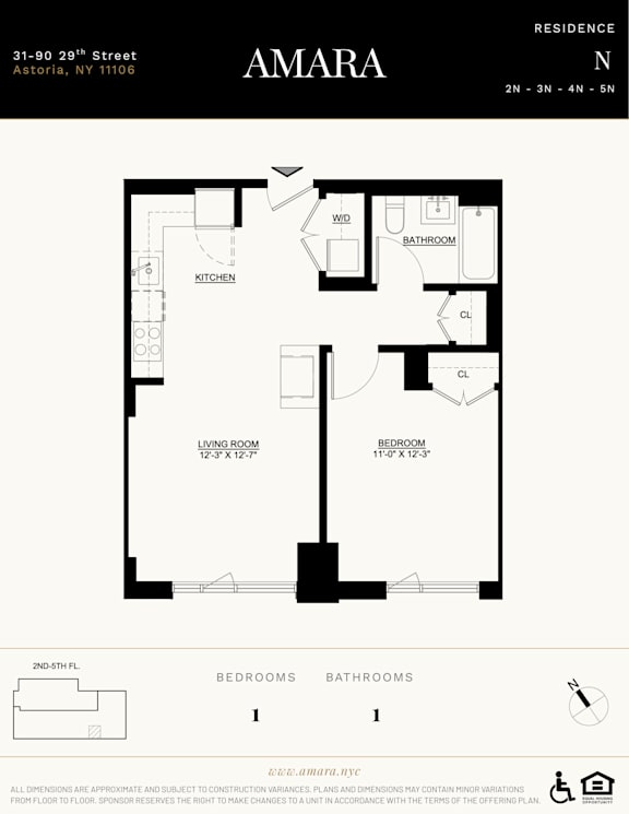 A floor plan for an apartment in Amara Residence.
