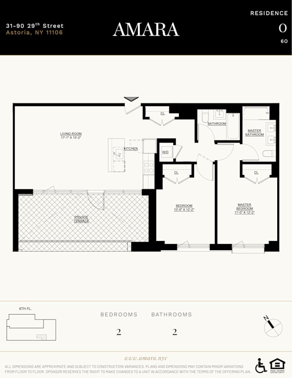 A floor plan for an apartment in Amara Residence.