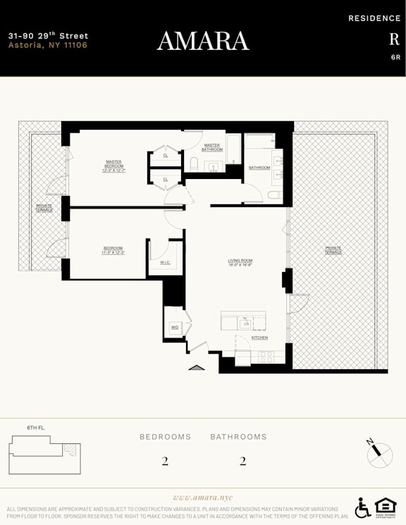 A floor plan for a residence named Amara in Astoria, NY.