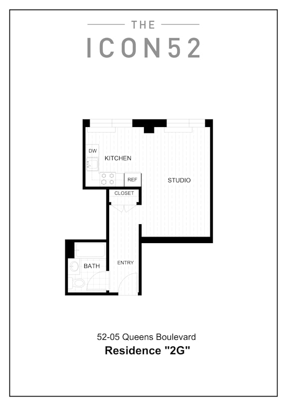 Unit Type 2G Floor Plan at The Icon 52 Apartments, Woodside, 11377