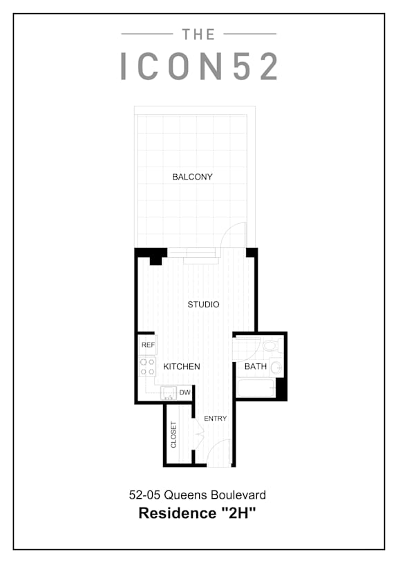 Unit Type 2H Floor Plan at The Icon 52 Apartments, Woodside, New York