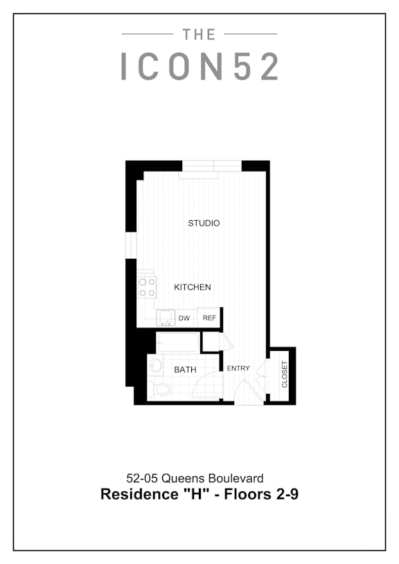 Unit Type H (3rd-9th Floor) Floor Plan at The Icon 52 Apartments, Woodside