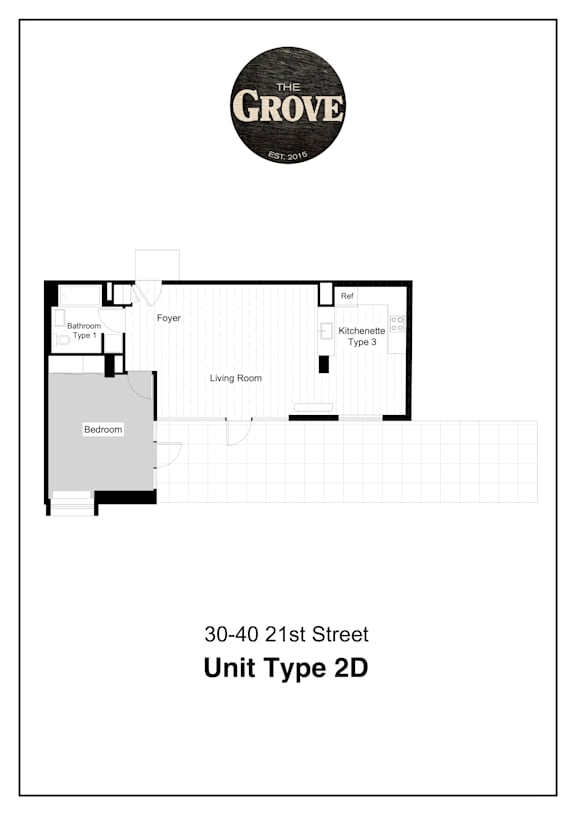 Unit Type 2D Floor Plan at The Grove Apartments, Astoria, New York