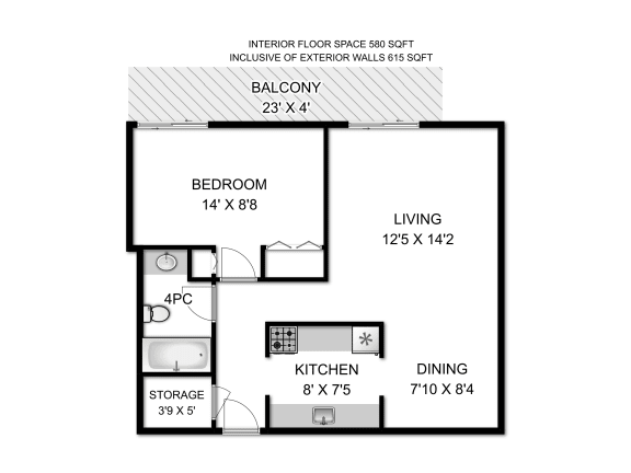 a floor plan of a bedroom apartment