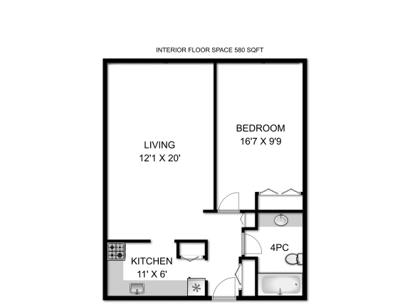 a floor plan of a bedroom apartment