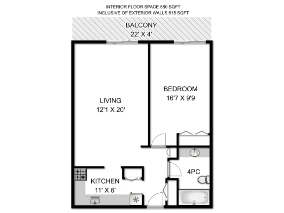a floor plan of a bedroom apartment