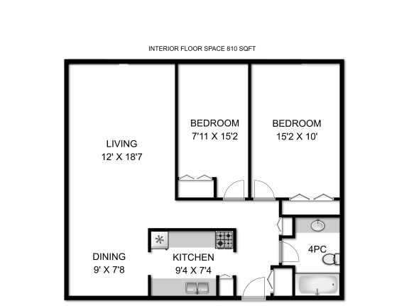 a floor plan of a bedroom apartment