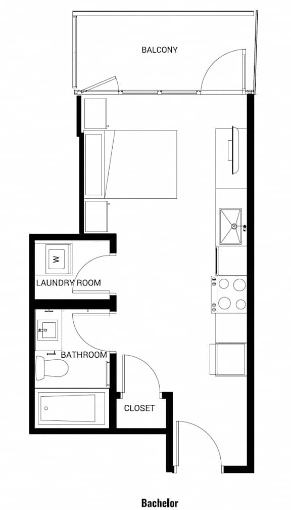 a small floor plan of a room with a bathroom and a closet