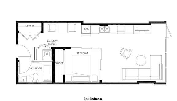 a floor plan of a house with a bedroom and a living room