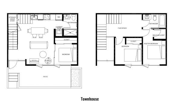 two floor plan of a house with two different views of it