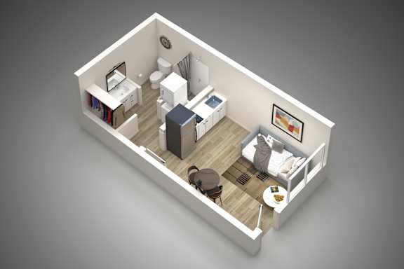 Studio 1 bath A at Presidio Palms Apartments, Tucson, 85701