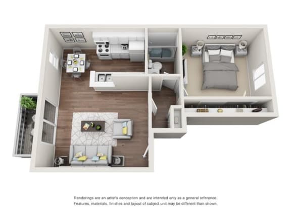 1 bed floor plan