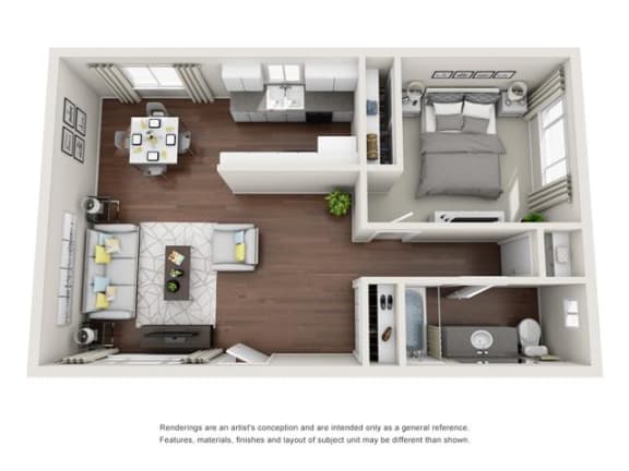 1x1 floor plan
