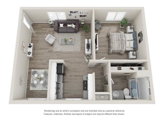 a bedroom with a bed and a dresser in a room