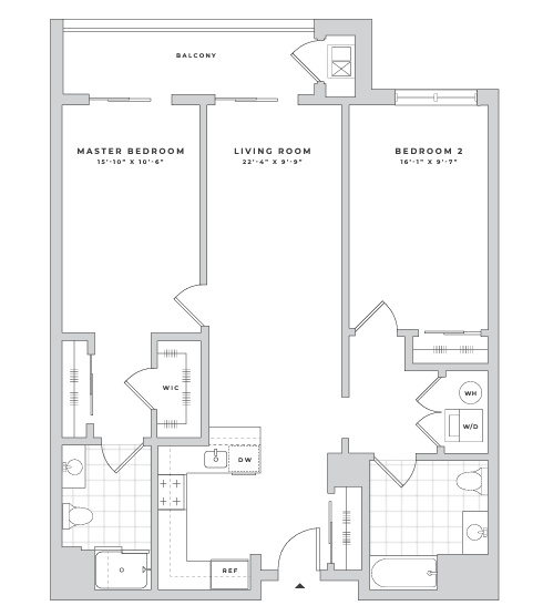 the floor plan of the first and second floors of a 2 bedroom apartment