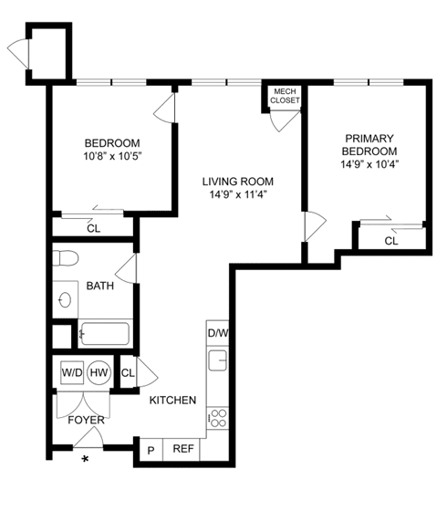 a floor plan of a house with a bedroom and a living room